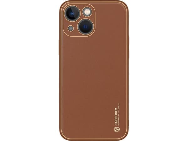 Dux Ducis Yolo iPhone 14 kotelo elegantti eco nahka kansi ruskea