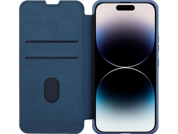 Nillkin Qin Qin Cloth Pro Case tapauksessa iPhone 14 Pro Max kamera kansi holsteri tapauksessa flip kansi sininen