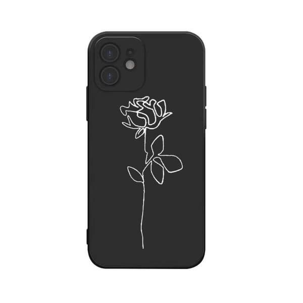 Maalattu silikonikotelo kukka mustaksi kaikille iPhone 14 -malleille iPhone 14 Plus