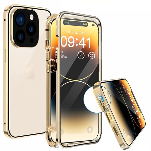 Praktiskt Magnetiskt Dubbel Skal - iPhone 14 Pro Max Guld