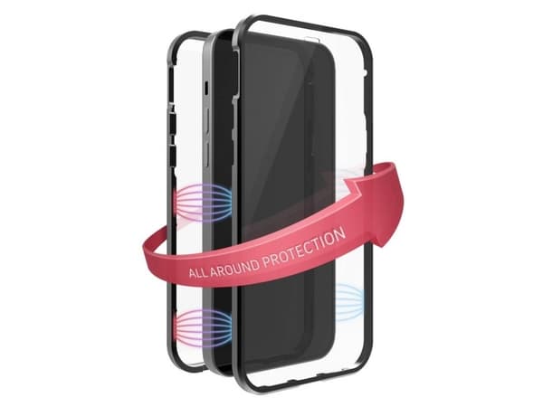 360° Glass Case iPhone 14 Pro Max Klar/Sort