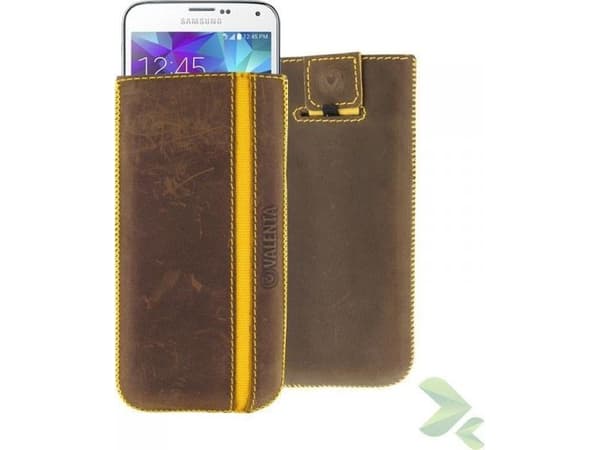 Valenta Valenta Pocket Stripe Vintage - Slide Leather Case for Samsung Galaxy S5, Sony Xperia Z and Others (Brown)