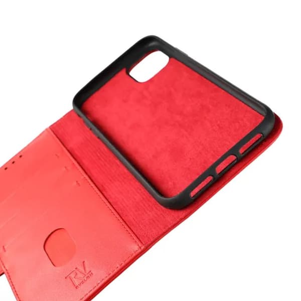 iPhone 11 Plånboksfodral Läder Rvelon - Röd