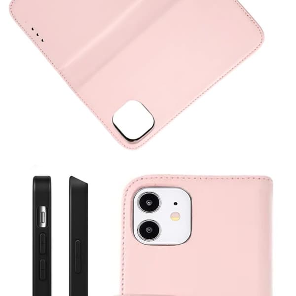 iPhone 12 Mini Plånboksfodral Läder Rvelon - Rosa