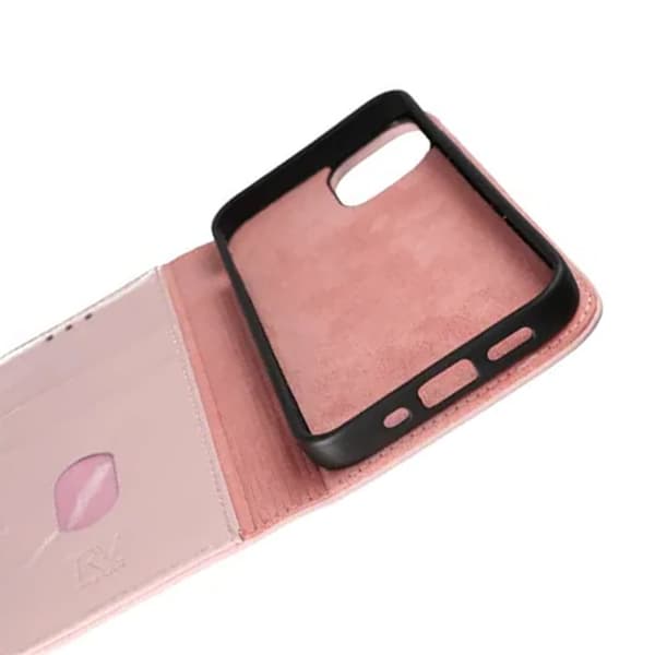 iPhone 12 Mini Plånboksfodral Läder Rvelon - Rosa