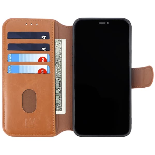 iPhone 12/12 Pro Plånboksfodral Extra Kortfack Rvelon - Guldbrun
