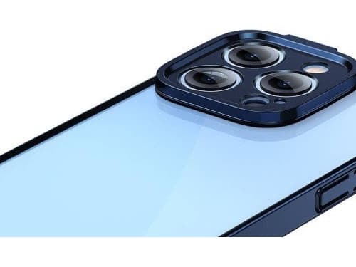 Suojaava setti Baseus Glitter läpinäkyvä kotelo ja karkaistu lasi iPhone 14 Pro Max (sininen)