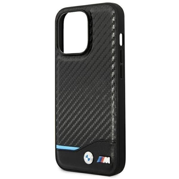 BMW iPhone 14 Pro Mobilskal Läder Carbon - Svart