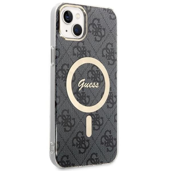 GUESS iPhone 14 Magsafe Skal 4G Print + Trådlös Laddare - Svart
