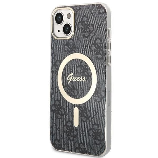 GUESS iPhone 14 Magsafe Skal 4G Print + Trådlös Laddare - Svart