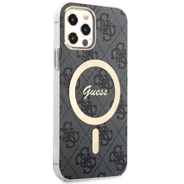 Guess iPhone 12/12 Pro Magsafe Skal Print + Trådlös Laddare - Svart