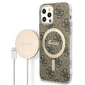 Miniatyrbild 3 av 10: Guess iPhone 12/12 Pro Magsafe Skal Print + Trådlös Laddare - Brun