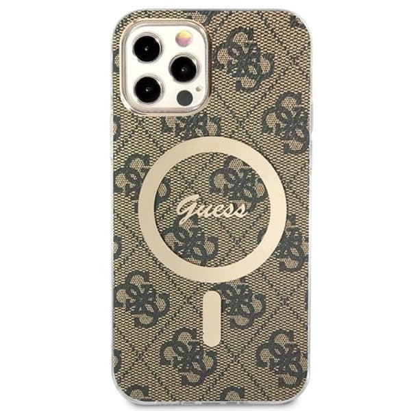 Guess iPhone 12/12 Pro Magsafe Skal Print + Trådlös Laddare - Brun