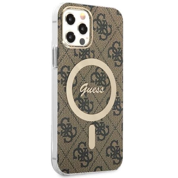 Guess iPhone 12/12 Pro Magsafe Skal Print + Trådlös Laddare - Brun