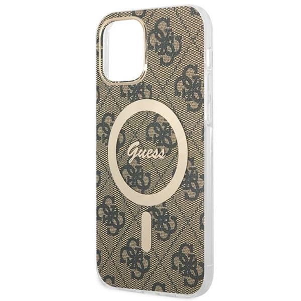 Guess iPhone 12/12 Pro Magsafe Skal Print + Trådlös Laddare - Brun