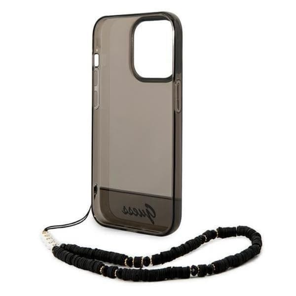 GUESS iPhone 14 Pro Max Skal Translucent Pearl Strap - Svart