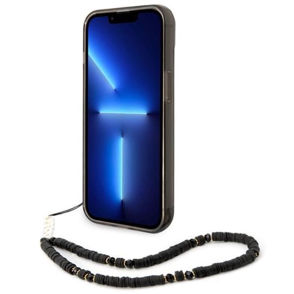 GUESS iPhone 14 Plus Skal Translucent Pearl Strap - Svart