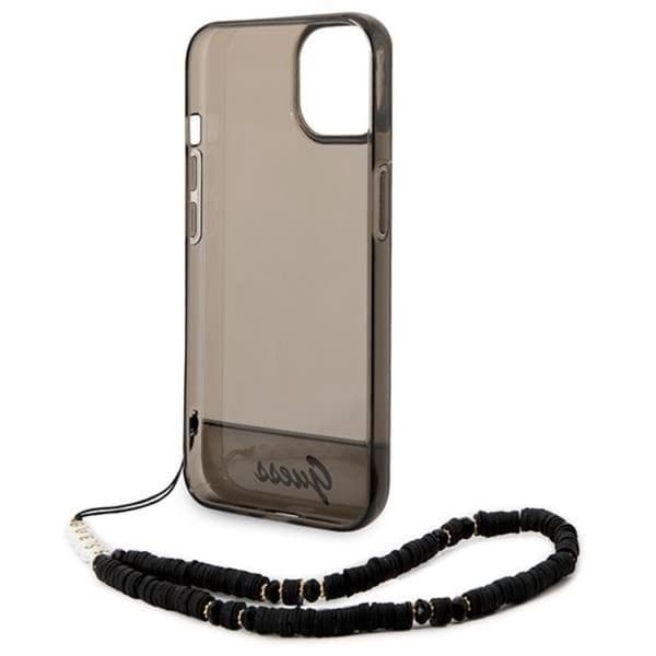 GUESS iPhone 14 Plus Skal Translucent Pearl Strap - Svart