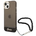 Miniatyrbild 1 av 7: GUESS iPhone 14 Plus Skal Translucent Pearl Strap - Svart