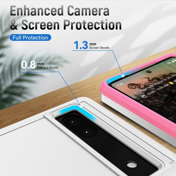 Google Pixel 6A Stødsikker TPU+PC Kickstand Telefonetui Bilmonteret Metalplade - Hvid/Lyserød