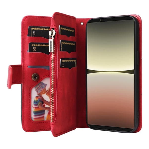 KT Multifunktion Series-5 Til Sony Xperia 5 IV Telefontaske - Rød