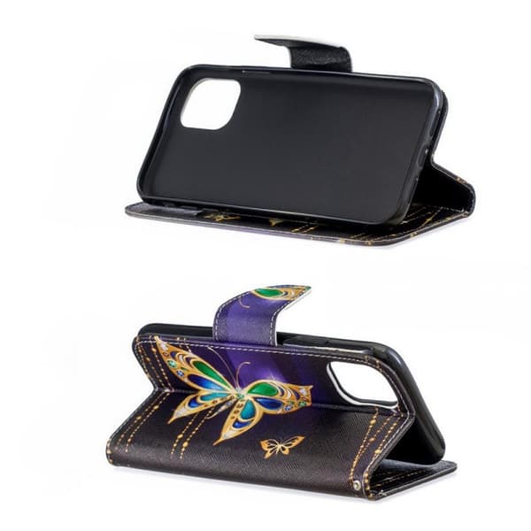Lompakkokotelo iPhone 14 - Kultainen Perhonen