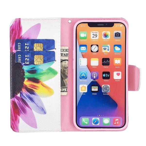 Lompakkokotelo iPhone 14 Plus - Värikäs Kukka