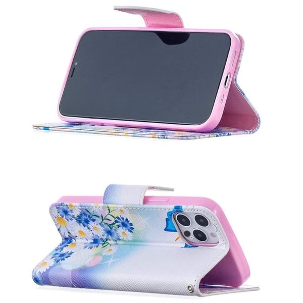 Plånboksfodral iPhone 14 Pro – Fjärilar och Blommor