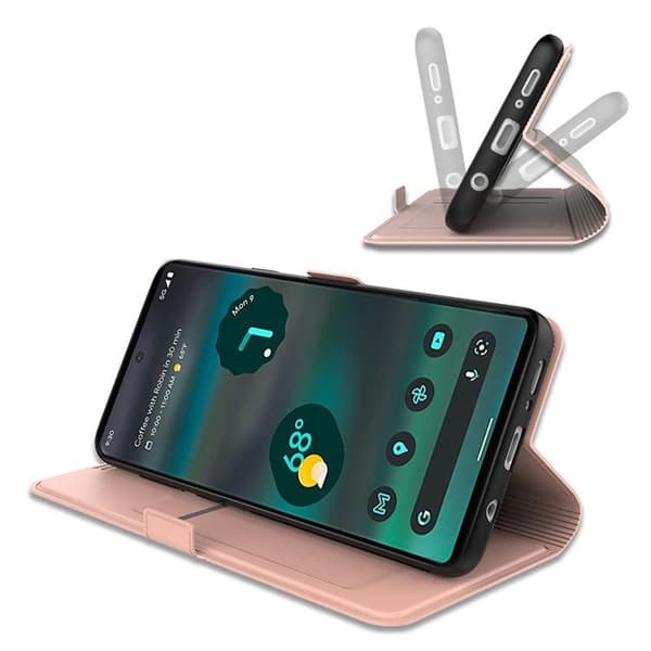 Google Pixel 6a Plånboksfodral Magnetic Folio - Rosa Guld