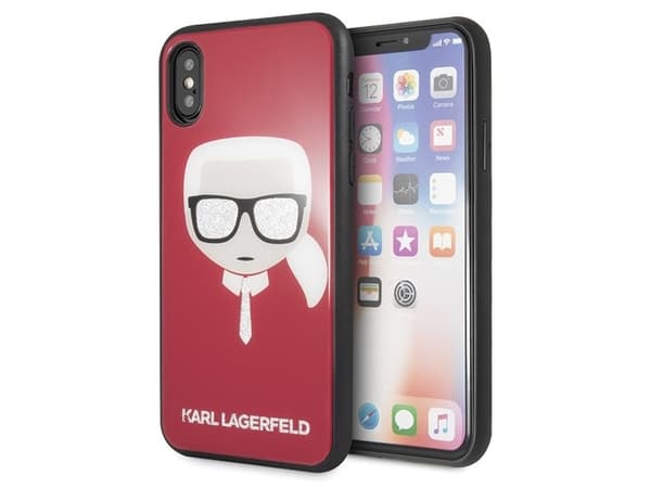 Karl Lagerfeld Deksel iPhone X / XS KLHCPXDLHRE Rød Hard Deksel Ikonisk Ikonisk Glitter Karls hode
