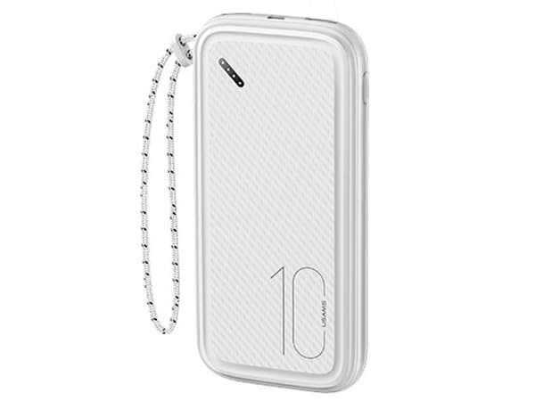 USAMS Powerbank PB56 10000mAh 2xUSB / USB-C / MicroUSB Fast Charge white/white 10KCD15002 (US-CD150)