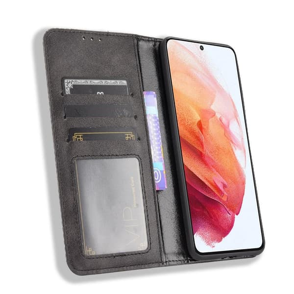 Pung Stand Flip Telefontaske til Samsung Galaxy S21 FE 5G - Sort