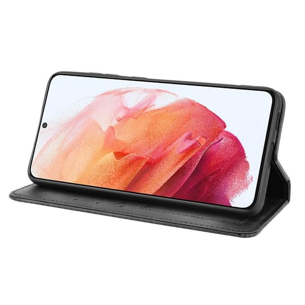 Pung Stand Flip Telefontaske til Samsung Galaxy S21 FE 5G - Sort