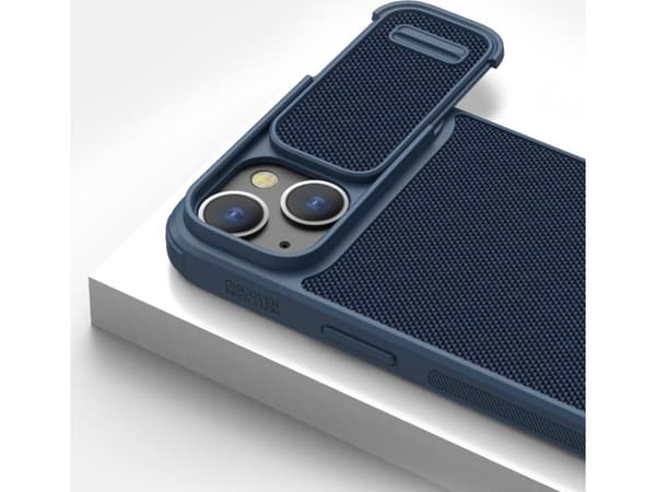 Nillkin Textured S-deksel til iPhone 14 Plus, pansret deksel med kameradeksel, blå