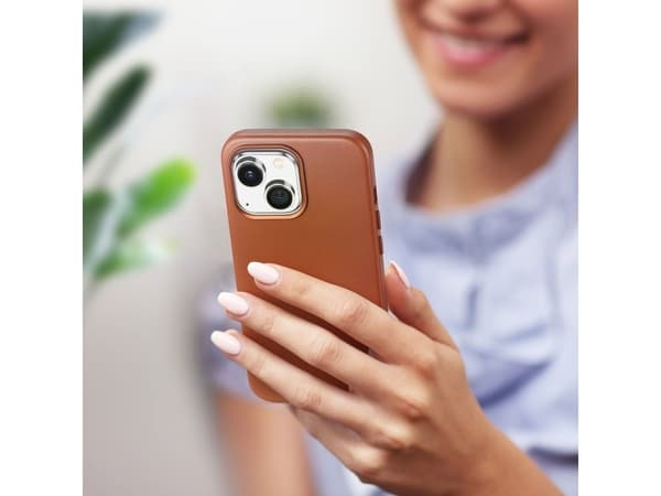 Dux Ducis Naples iPhone 14 Plus-deksel magnetisk skinn MagSafe-deksel brun