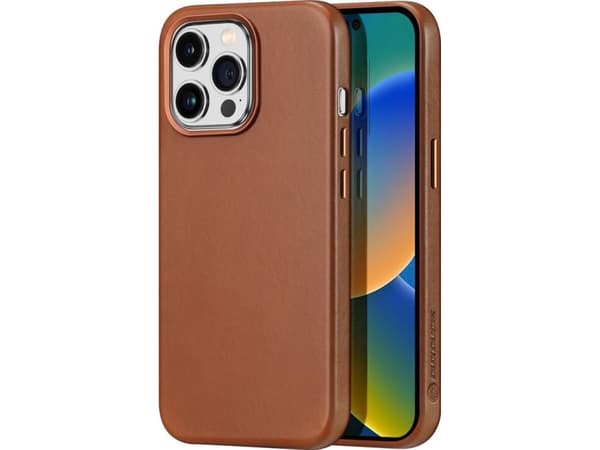 Dux Ducis Naples-deksel iPhone 14 Pro Max magnetisk skinn MagSafe-deksel brun