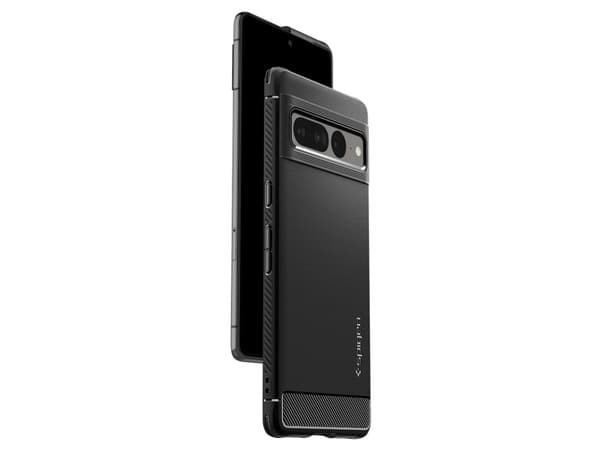 Spigen Rugged Armor - Baksidesskydd för mobiltelefon - robust - termoplastisk polyuretan (TPU) - mattsvart - för Google Pixel 7 Pro