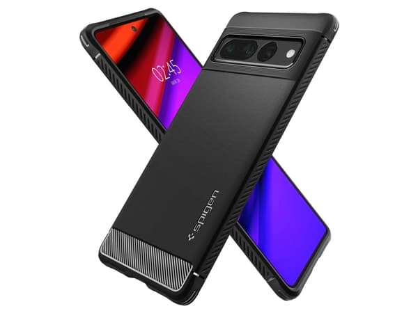 Spigen Rugged Armor - Baksidesskydd för mobiltelefon - robust - termoplastisk polyuretan (TPU) - mattsvart - för Google Pixel 7 Pro