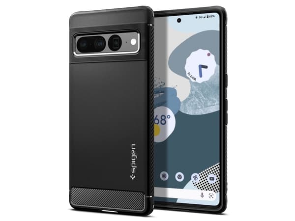 Spigen Rugged Armor - Baksidesskydd för mobiltelefon - robust - termoplastisk polyuretan (TPU) - mattsvart - för Google Pixel 7 Pro
