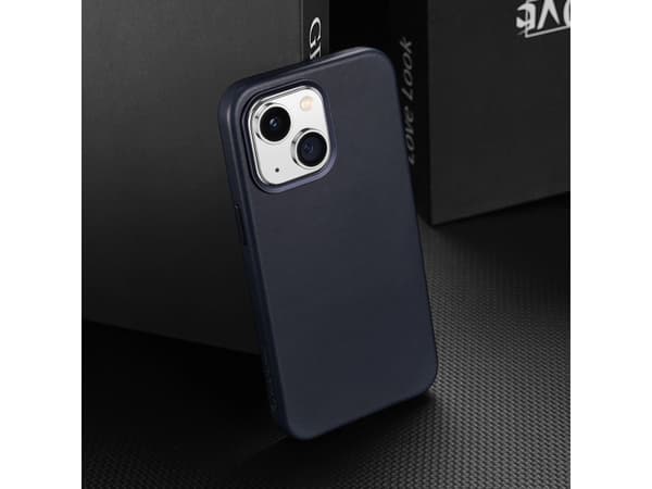 Dux Ducis Naples deksel til iPhone 14 magnetisk skinnveske MagSafe blå