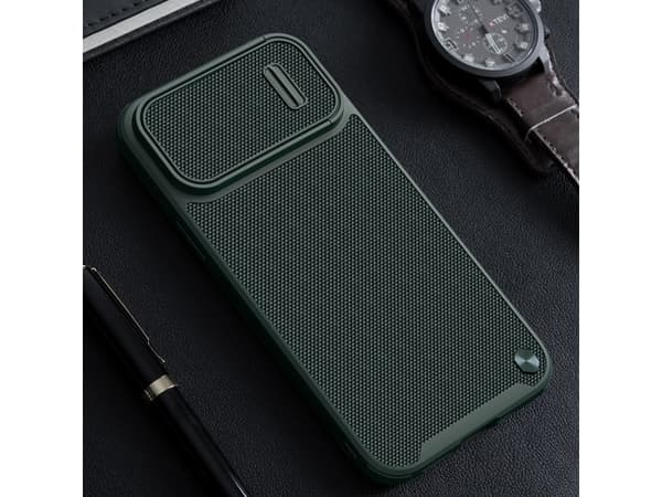 Nillkin Textured S Case iPhone 14 Pro Max panssaroitu kotelo, jossa on kamerasuoja tummanvihreä