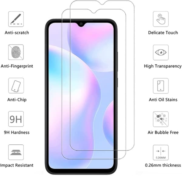 [2-PACK] Xiaomi Redmi 9A/9AT Härdat Glas Skärmskydd - Clear
