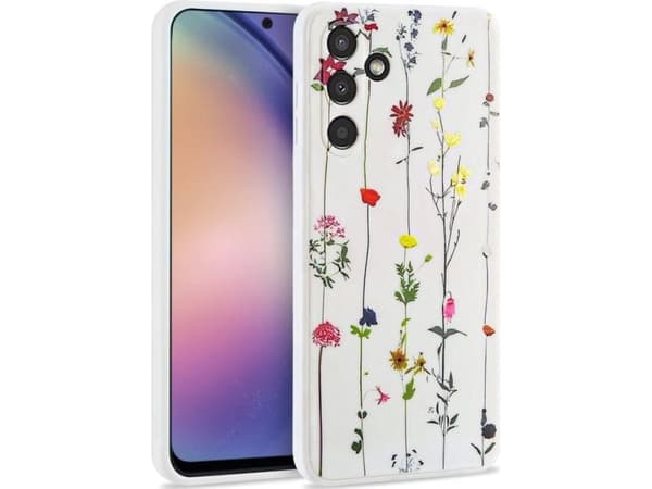 Mobilt bakstycke Tech-Protect Galaxy A54 5G, blommor, vit