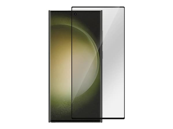 eSTUFF Titan Shield - Skjermbeskyttelse for mobiltelefon - bøyd kant - glass - rammefarge svart - for Samsung Galaxy S23 Ultra