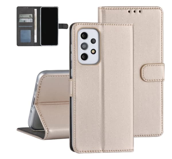 Plånboksfodral Samsung Galaxy A33 5G Guldfärgad med Ställ Plånboksfodral Samsung Galaxy A33 5G Guldfärgad med Ställ