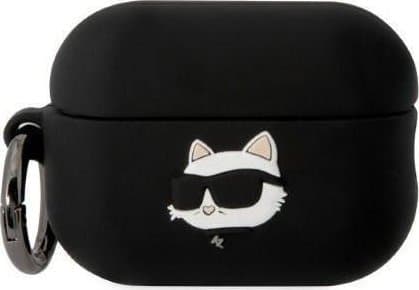 Karl Lagerfeld KLAP2RUNCHK AirPods Pro 2-skydd czarny/svart Silikon Choupette Head 3D