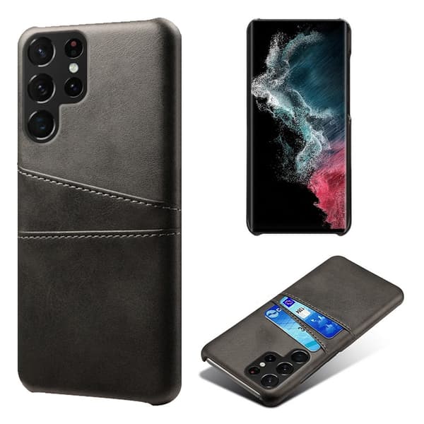 Läderskal Kortfack Samsung Galaxy S23 Ultra Svart
