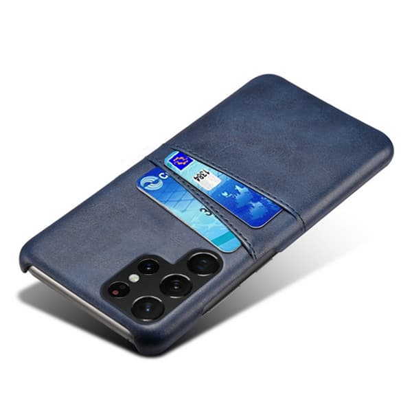 Läderskal Kortfack Samsung Galaxy S23 Ultra Blå