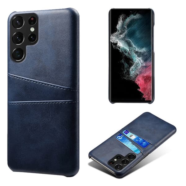 Läderskal Kortfack Samsung Galaxy S23 Ultra Blå