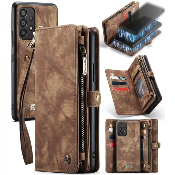 CaseMe Multi-Slot 2 i 1 Plånboksfodral Galaxy A53 Brun